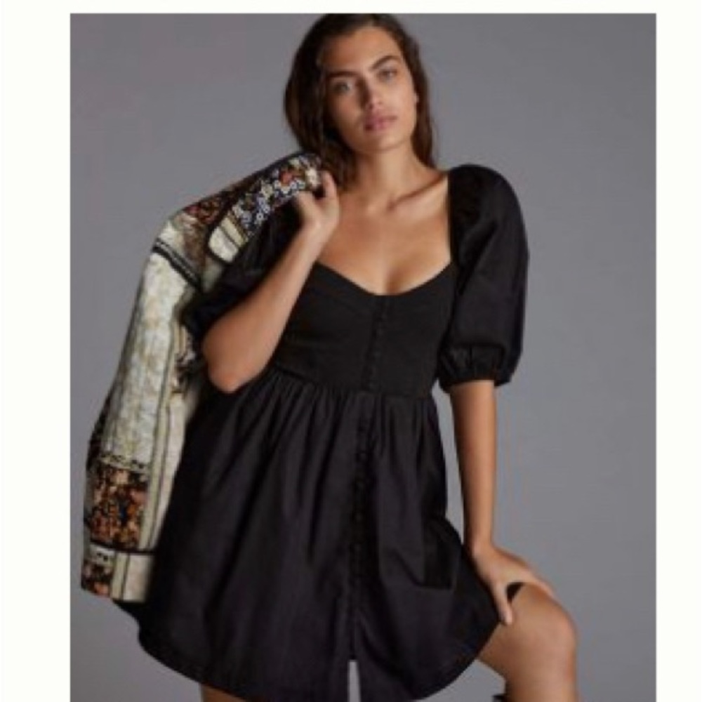 Maeve by Anthropologie Sweetheart Puff Sleeve A-Line Dress, Size XL